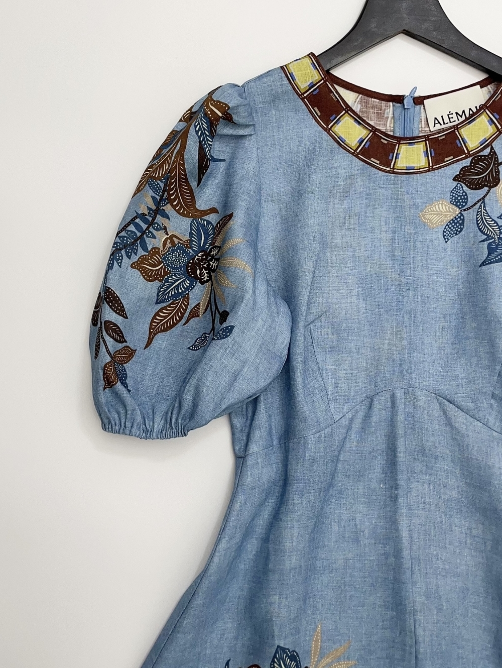 ALEMAIS Georgie Puff Sleeve Linen Midi Dress - Picture 10 of 14
